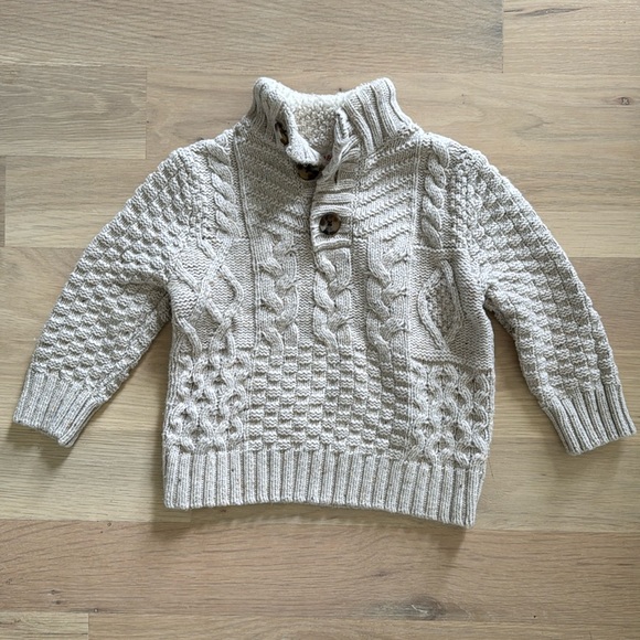 Toddler Boys’ Cat & Jack Cream Cable Knit Sweater - Picture 1 of 5